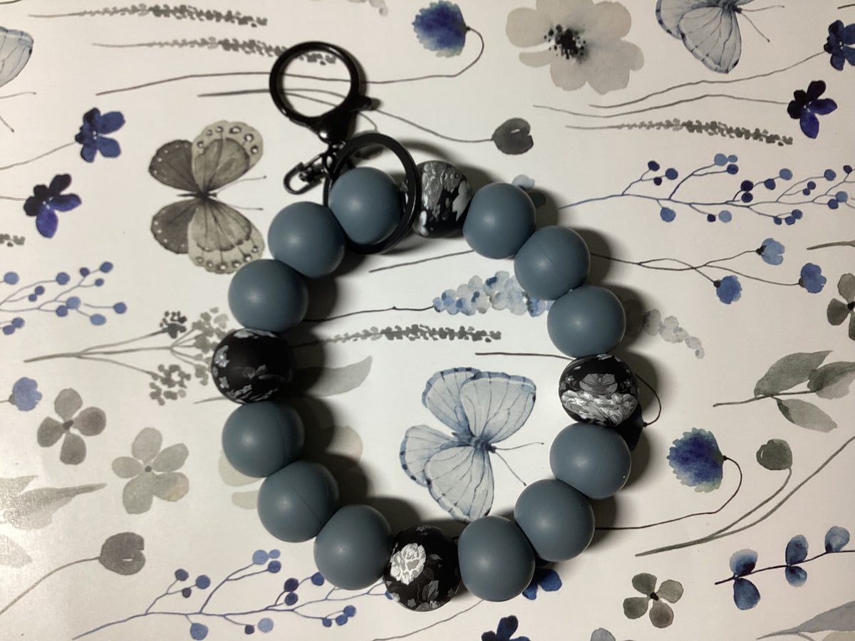 Midnight Flower Wristlet Keychain