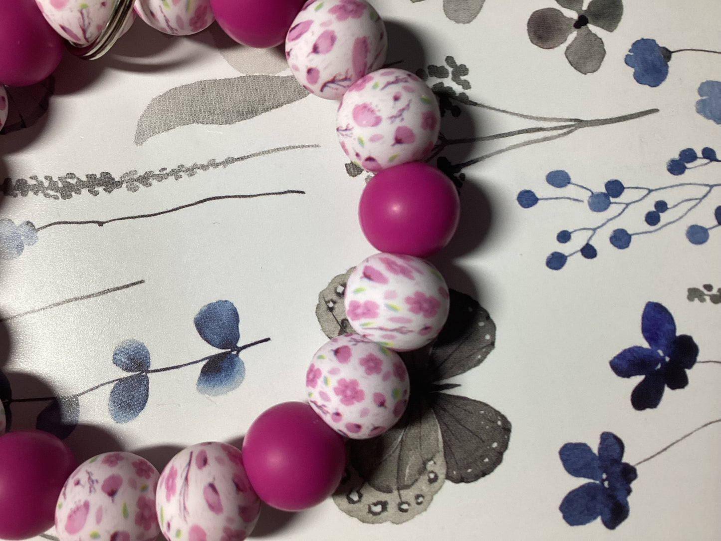 Pink Petals Wristlet Keychain