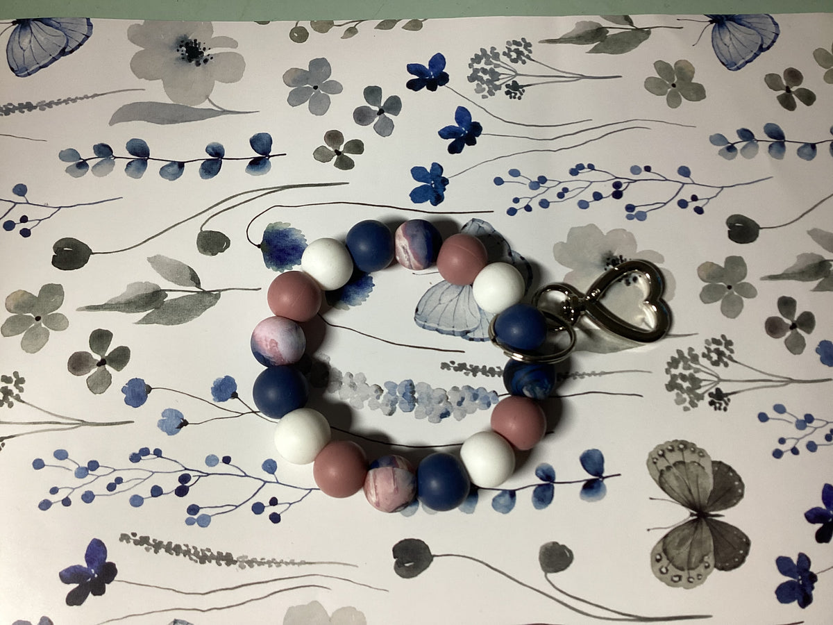 Navy Swirl Wristlet Keychain