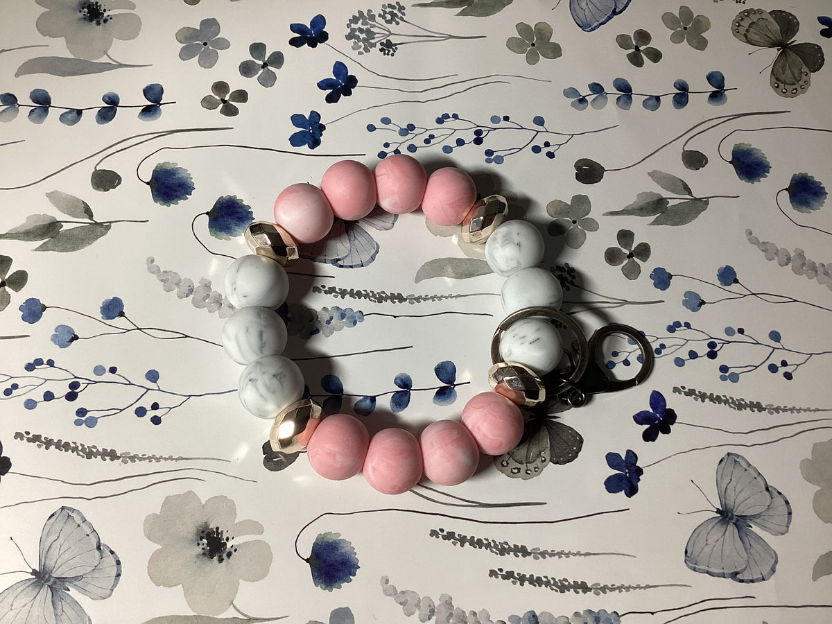 Pink Marbles Wristlet Keychain