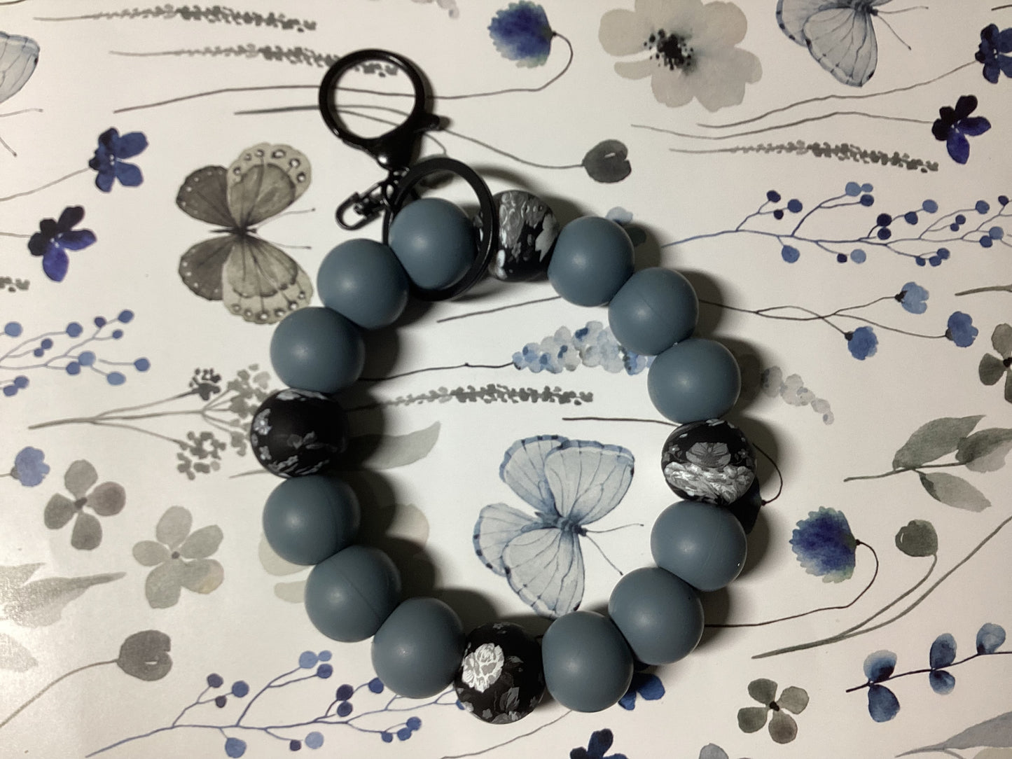 Midnight Flower Wristlet Keychain