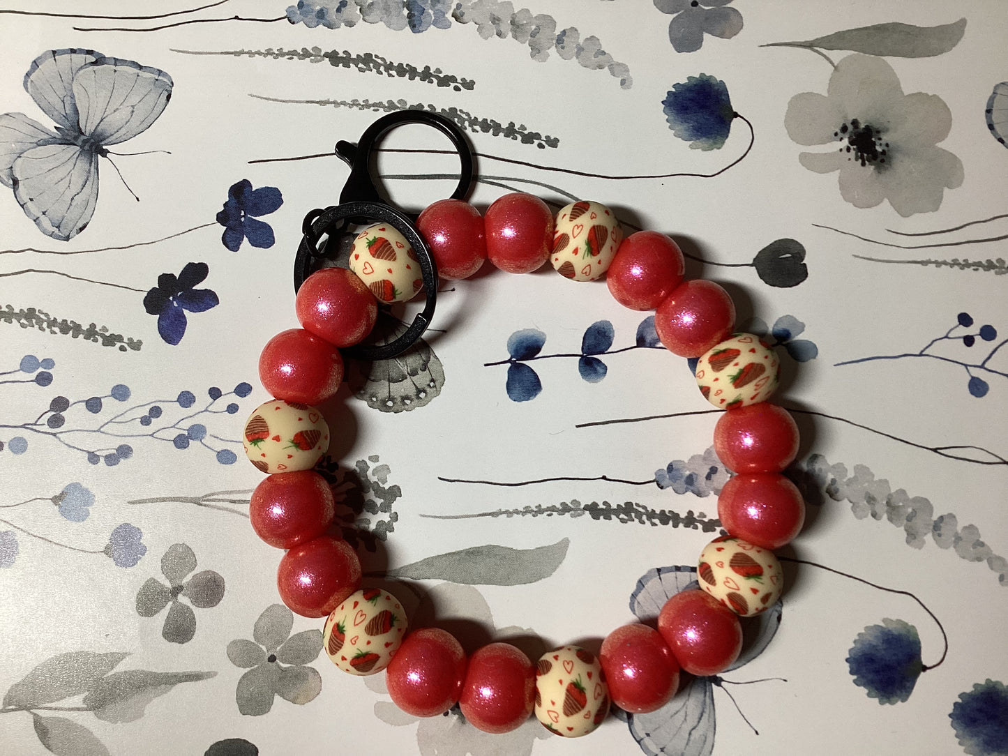 Strawberry Kiss Wristlet Keychain