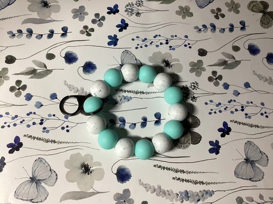 Turquoise Dots Wristlet Keychain