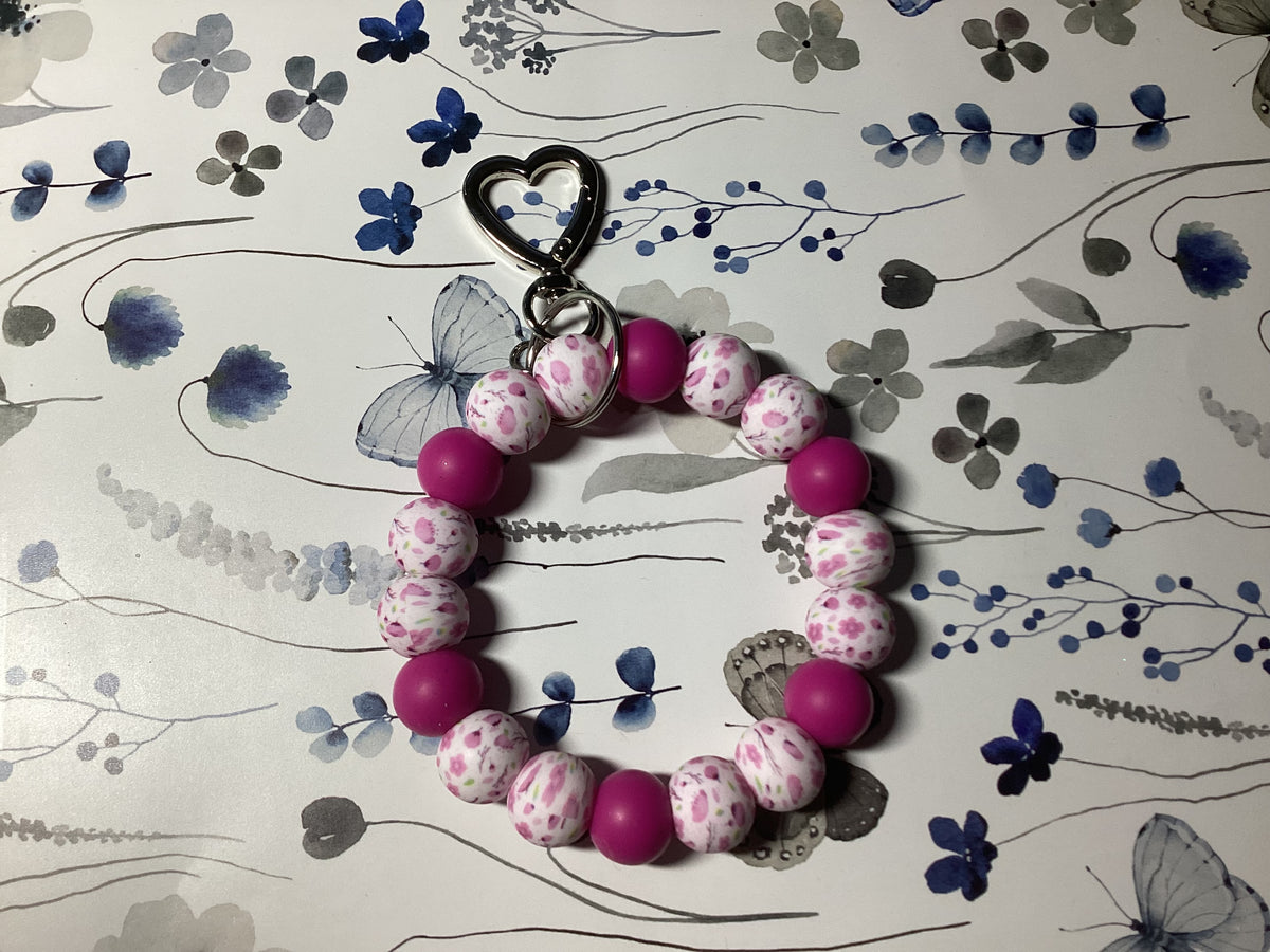 Pink Petals Wristlet Keychain