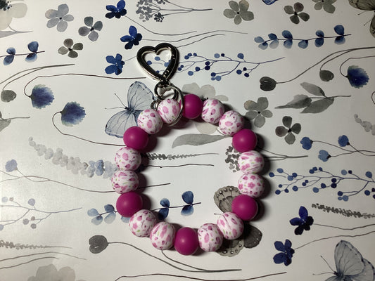 Pink Petals Wristlet Keychain