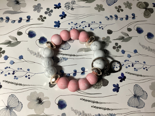 Pink Marbles Wristlet Keychain